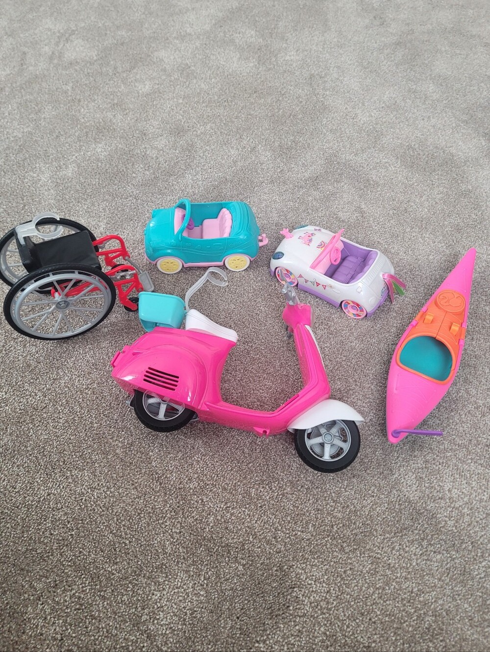 Barbie Pink Scooter and Colorful Vehicle Playset